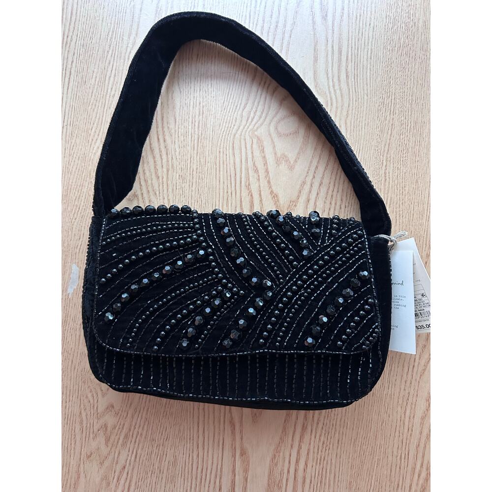 New Women’s A New Day Velvet Beaded Handbag 👜 Purse 👛 Snap Closure 11.5”x6.5”
